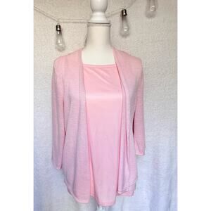 Time and Tru Pink Cardigan & Tank Top Set Women's Large
